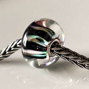 TROLLBEADS Black & Pastel Rainbow Stripes Unique LAA 925S NEW